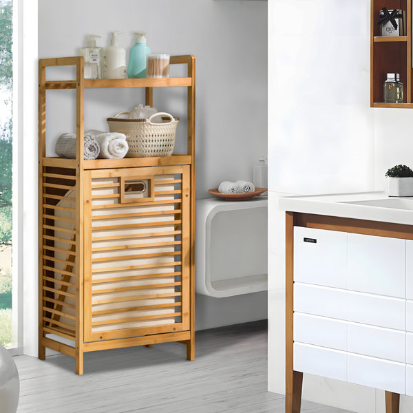 Linen tower with online tilt out hamper